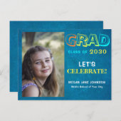 Afstuderen kleurrijke middelbare school afstudeerd uitnodiging briefkaart (Voorkant / Achterkant)