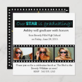 Afstuderen kondiging Hollywood Star Aqua Kaart (Voorkant / Achterkant)