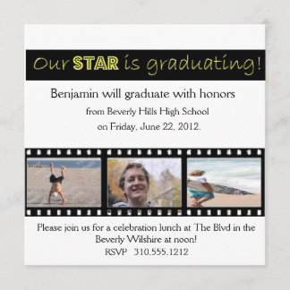 Afstuderen kondiging Hollywood Star Yellow Kaart