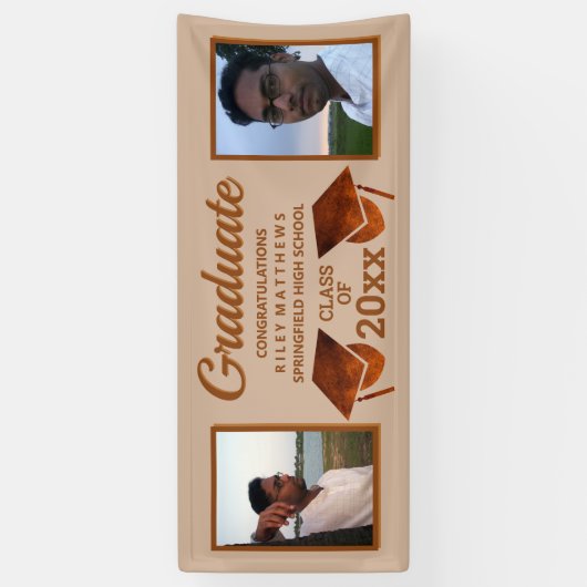 Afstuderen koper 2 Foto gefeliciteerd Afstuderen Spandoek (Verticaal)