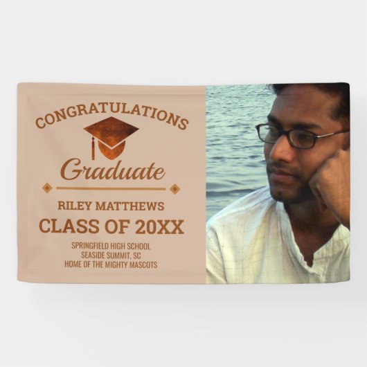 Afstuderen koper Gefeliciteerd Afstuderen 1 foto Spandoek (Horizontaal)