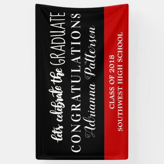 Afstuderen laat het Afstuderen zwarte rood vieren Spandoek (Verticaal)