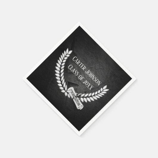 Afstuderen Laurel Wreath on Black Rock Servet (Hoek)
