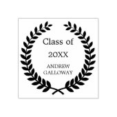 Afstuderen lauwerkrans monogram 	rubberstempel (Afrduk)