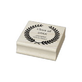 Afstuderen lauwerkrans monogram 	rubberstempel (Stempel)