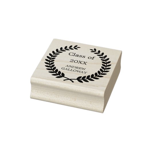 Afstuderen lauwerkrans monogram 	rubberstempel (Stempel)