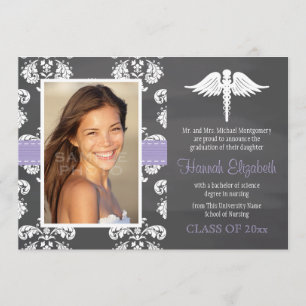 Afstuderen lavender Chalkboard Nursing School Kaart
