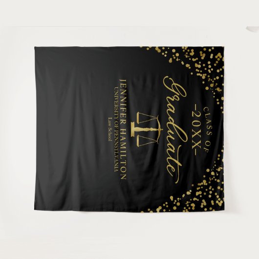 Afstuderen Law School Zwart Goud Afstuderen Achter Wandkleed (Voorkant (horizontaal))