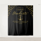 Afstuderen Law School Zwart Goud Afstuderen Achter Wandkleed (Voorkant)