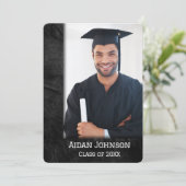 Afstuderen Leder Foto Lijst Uitnodiging (Staand voorkant)