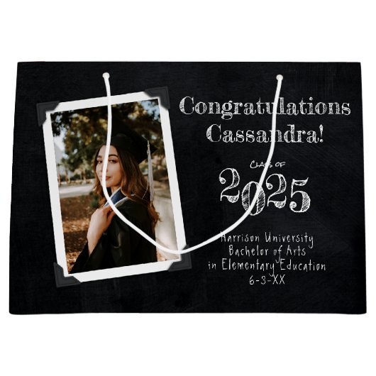 Afstuderen leerlingenonderricht in Chalkboard Groot Cadeauzakje (Voorkant)