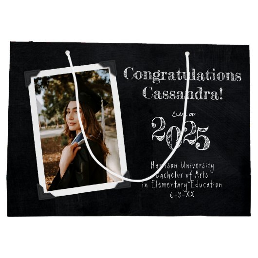 Afstuderen leerlingenonderricht in Chalkboard Groot Cadeauzakje (Achterkant)