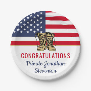 Afstuderen Leger Boot Camp Patriottisch Papieren Bordje