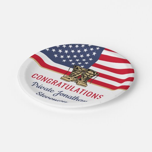 Afstuderen Leger Boot Camp Patriottisch Papieren Bordje (Gekanteld)