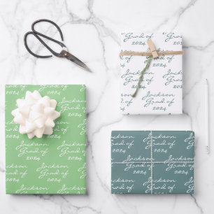 Afstuderen Lente Groen Gepersonaliseerd Afstudeerd Inpakpapier Vel