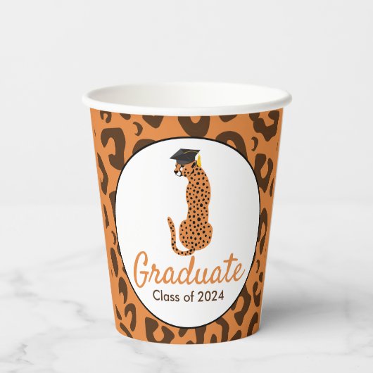 Afstuderen Leopard Paper cup Papieren Bekers (Achterkant)