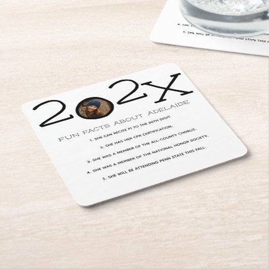 Afstuderen Leuke Feiten Aangepaste Foto Vierkante Kartonnen Onderzetter (Schuin)