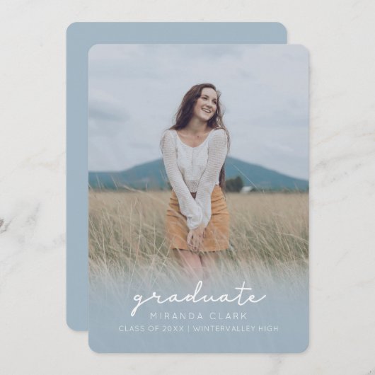 Afstuderen lichtblauw aankondiging (Voorkant / Achterkant)