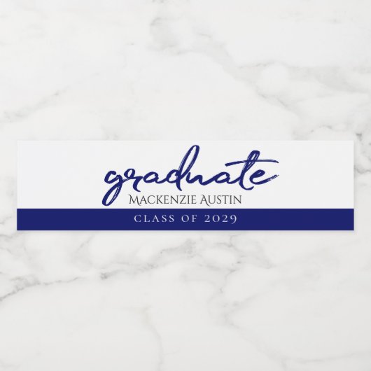 Afstuderen Lichtblauw | Robin Egg Brush Script Waterfles Etiket (Enkel label)