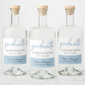 Afstuderen Lichtblauw Script | Robin Egg Brush Likeurfles Etiket (Flessen)
