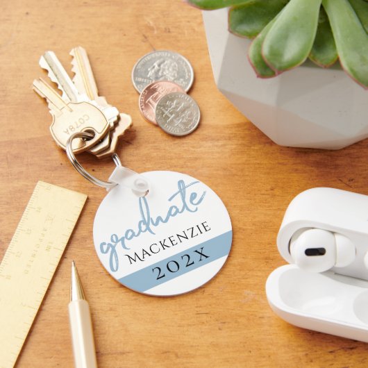 Afstuderen Lichtblauw Script | Robin Egg Brush Sleutelhanger (Bureau)