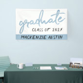 Afstuderen Lichtblauw Script | Robin Egg Brush Spandoek (Beurs)