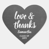 Afstuderen Liefde & Bedankt Script Faux krijtbord Hart Sticker (Voorkant)