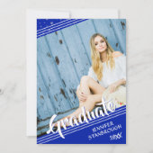 Afstuderen, lijnen en sterren | Royal Blue en Whit Kaart (Voorkant)