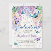 Afstuderen Lilacs en Butterfly Invitation Kaart (Voorkant)
