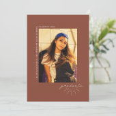 Afstuderen Line Art Terracotta Afstuderen Foto Aankondiging (Staand voorkant)