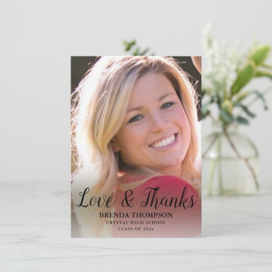 Afstuderen Love & Bedankt Black Script Photo (Staand voorkant)