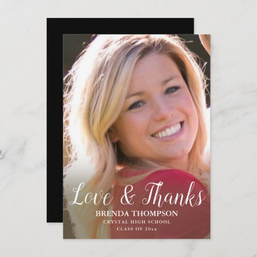 Afstuderen Love & Bedankt White Script Photo (Voorkant / Achterkant)