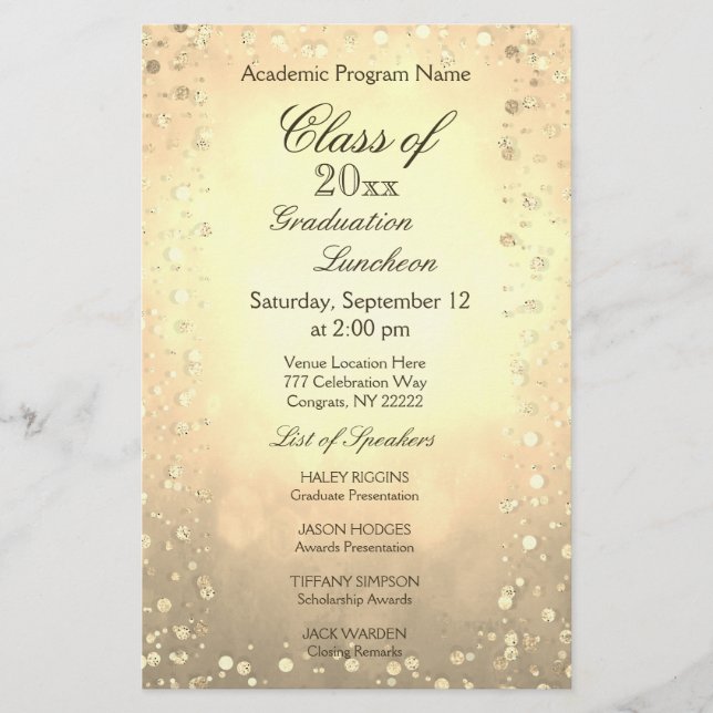 Afstuderen Luncheon Gold Confetti (Voorkant)