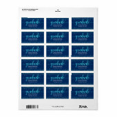 Afstuderen marine modern turquoise script adres etiket (Full Sheet)