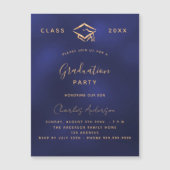 Afstuderen marineblauw goud eenvoudige luxe 2023 magnetische uitnodiging (Voorkant)