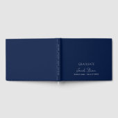Afstuderen marineblauw wit naamscript minimalistis gastenboek (Volledig)