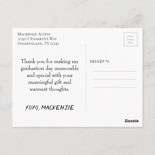 Afstuderen marinescript | Donkerblauw 2 Foto Keeps Briefkaart (Achterkant)