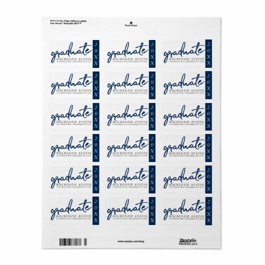 Afstuderen marinescript | Donkerblauwe penseel Kee Etiket (Full Sheet)