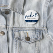 Afstuderen marinescript | Donkerblauwe penseel Kee Ronde Button 5,7 Cm (In situ)