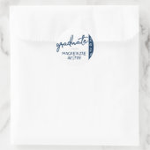 Afstuderen marinescript | Donkerblauwe penseel Kee Ronde Sticker (Tas)