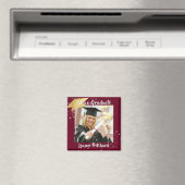 Afstuderen maroon Gold Pet Brush Script Photo Star Magneet (Insitu (Vaatwasser))