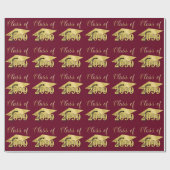 Afstuderen Maroon Metallic Gold Class Year Cadeaupapier (Vlak)