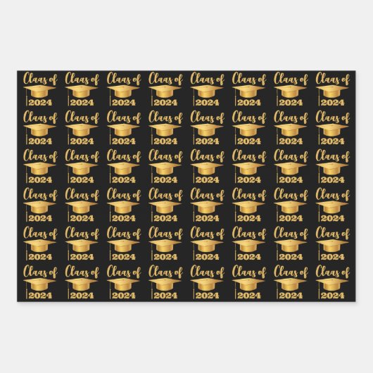 Afstuderen Maroon Metallic Gold Class Year Inpakpapier Vel (Voorkant 3)