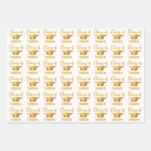 Afstuderen Maroon Metallic Gold Class Year Inpakpapier Vel (Voorkant)