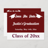 Afstuderen Maroon Save the Date Kaart (Voorkant / Achterkant)