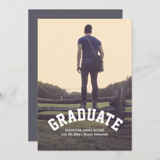 Afstuderen Masculine Modern Aangepast Aankondiging (Voorkant / Achterkant)