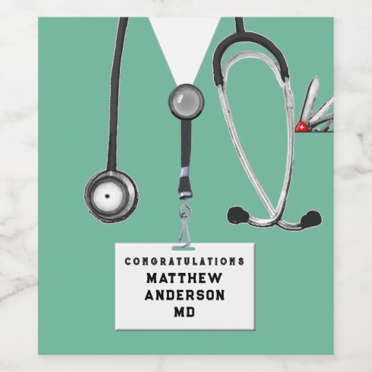 Afstuderen Medische School Wijn Etiket (Enkel label)