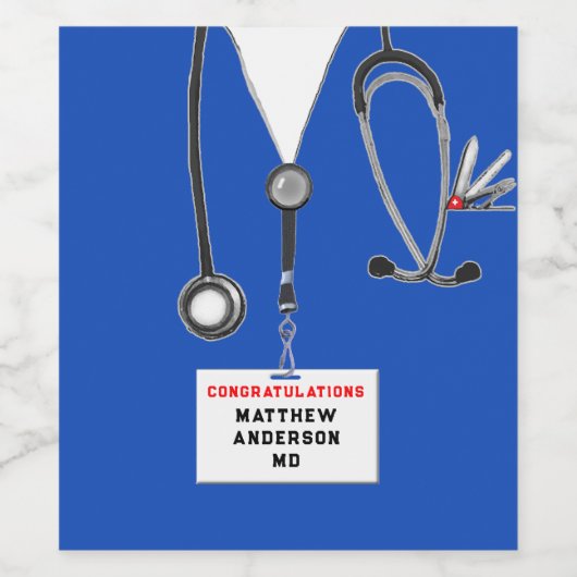 Afstuderen Medische School Wijn Etiket (Enkel label)