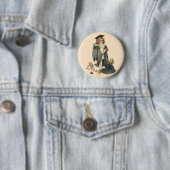 Afstuderen, Meisje Dragen van een Pet en jurk Ronde Button 5,7 Cm (In situ)