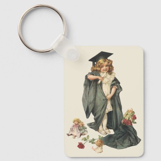  Afstuderen, Meisje Dragen van een Pet en jurk Sleutelhanger (Voorkant)